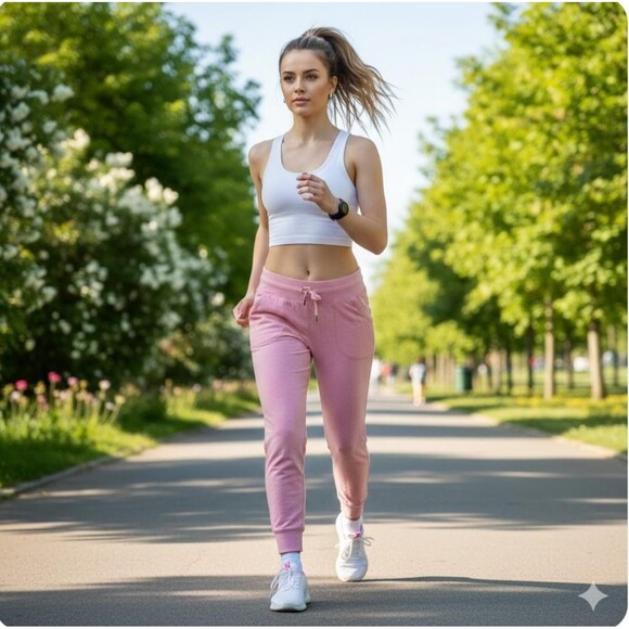 Nine West Active Pants Womens 1X Pink Jogger Sweatpants Drawstring Pockets - Picture 12 of 12